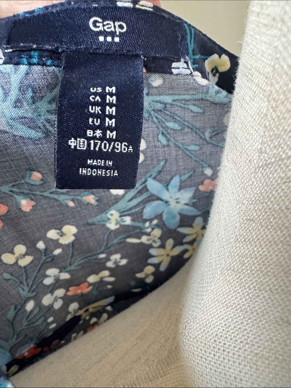 GAP Floral Print Dress in Navy with Blue, yellow, & Peach Accents - Picture 2 of 6